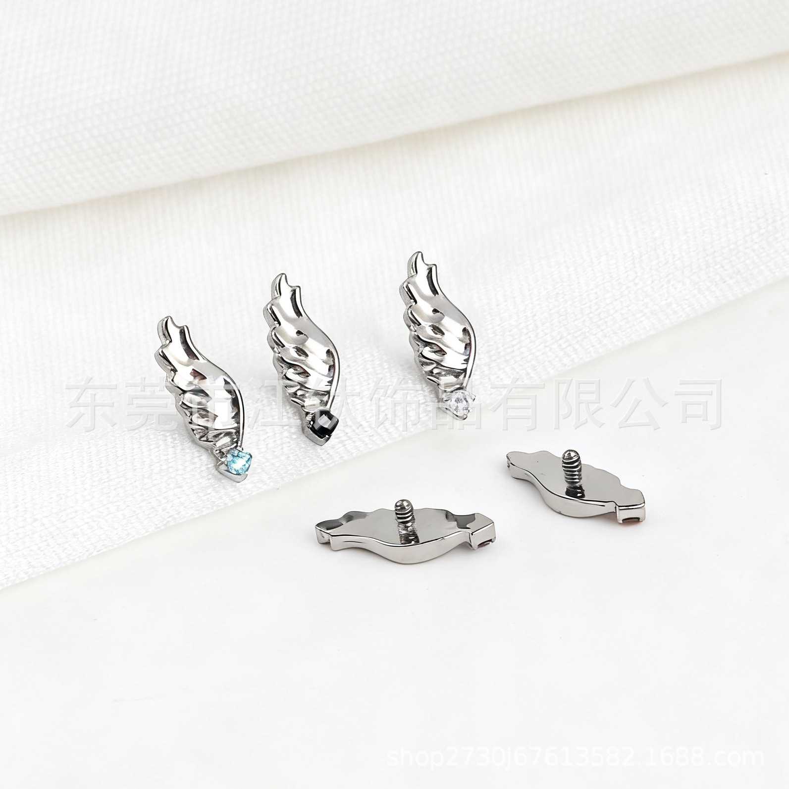 G23 Titanium Alloy Angel Wings Earring with Zircon - Gold, 1.2mm x 10mm Cartilage Stud - Image 5