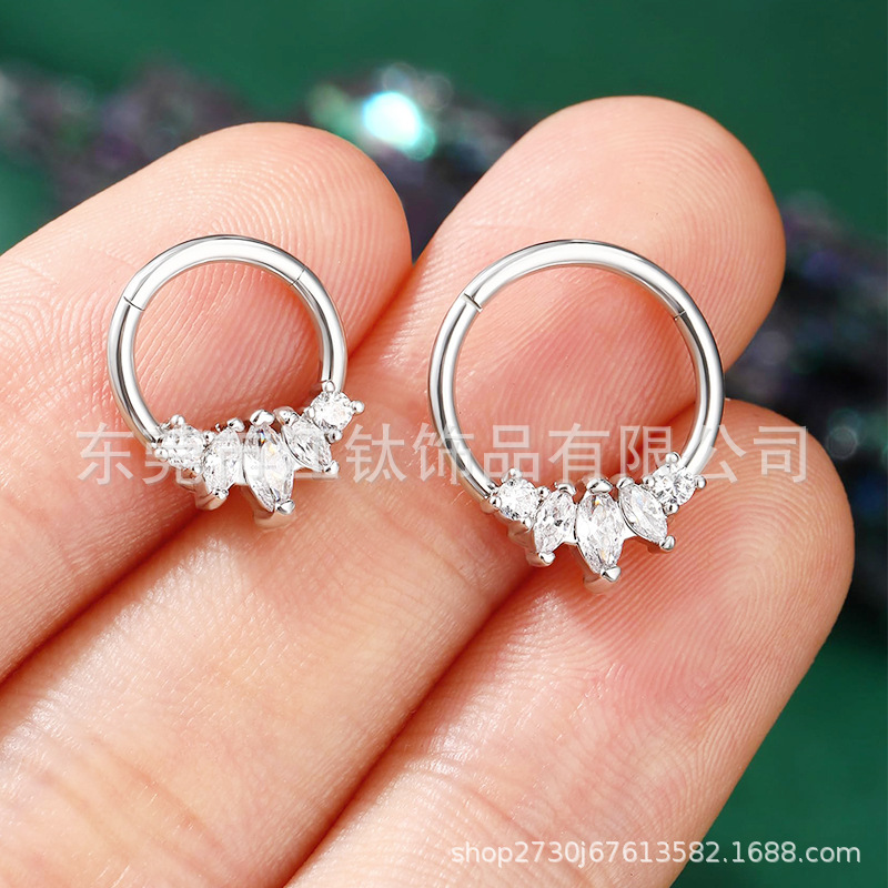 G23 Titanium Nose Ring 1.2x8mm 5A Zircon Inlaid Closed Ring Body Piercing Jewelry Custom - Image 3
