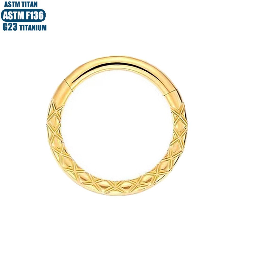 F136 Titanium Black CNC Engraved Seamless Nose Ring Septum Clicker Earring Conch Hoop - Image 2