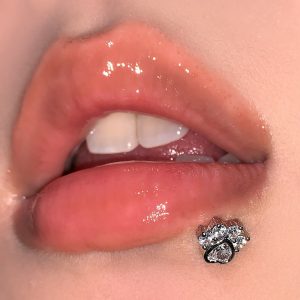 3-Colorful Flash Diamond-Encrusted Cat Claw & Dog Claw Lip Nail Titanium Steel External Thread Ear Bone Nail Piercing Jewelry Wholesale