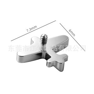 G23 Titanium Small Airplane Zircon Earrings - Cartilage Stud Cochlear Piercing Jewelry