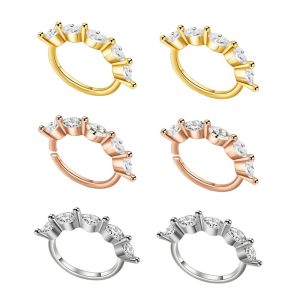 Zircon Punk Rose Gold Rhombus Nose Ring Ear Cartilage Daith Earring with Tree Pattern