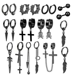 Fashion Titanium Steel Punk Earrings Stainless Steel Ear Jewelry Men Women Heart
