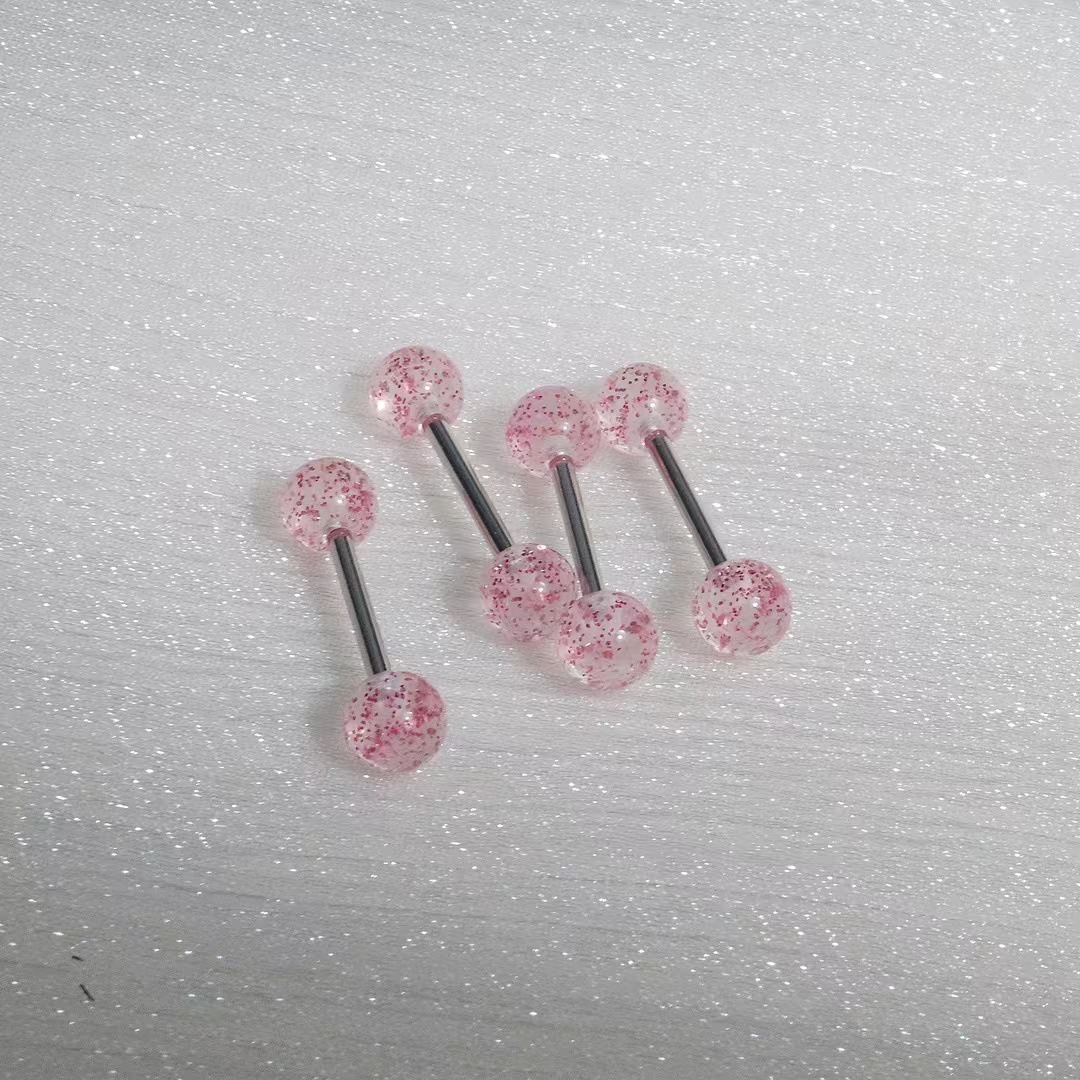 Titanium Steel Acrylic Tongue Barbell Shiny Red Tongue Ring Cool Piercing Comfortable Wholesale Direct Sales - Image 2