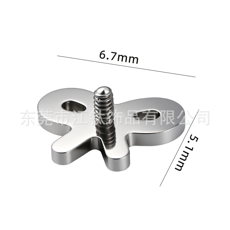 Titanium Bowknot CZ Ear Studs - G23 ASTM F136 Cartilage Piercing Jewelry Threaded Lip Studs - Image 2