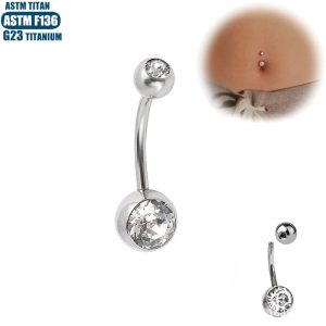 F136 Titanium Alloy Navel Ring Round Edging Double Drill Internal Thread Body Piercing Jewelry Belly Button Ring