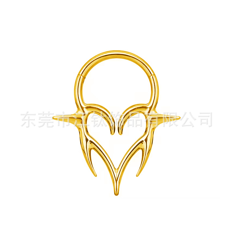 G23 Titanium Spike Love Heart Nose Ring 16G Gold Ear Bone Nail Cartilage Stud Punk Piercing Jewelry - Image 2