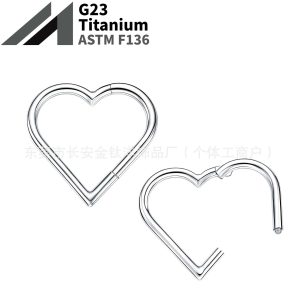 F136 Titanium Heart-Shaped Nose Ring Ear Bone Hoop Seamless Pinless G23 Alloy Body Piercing Jewelry