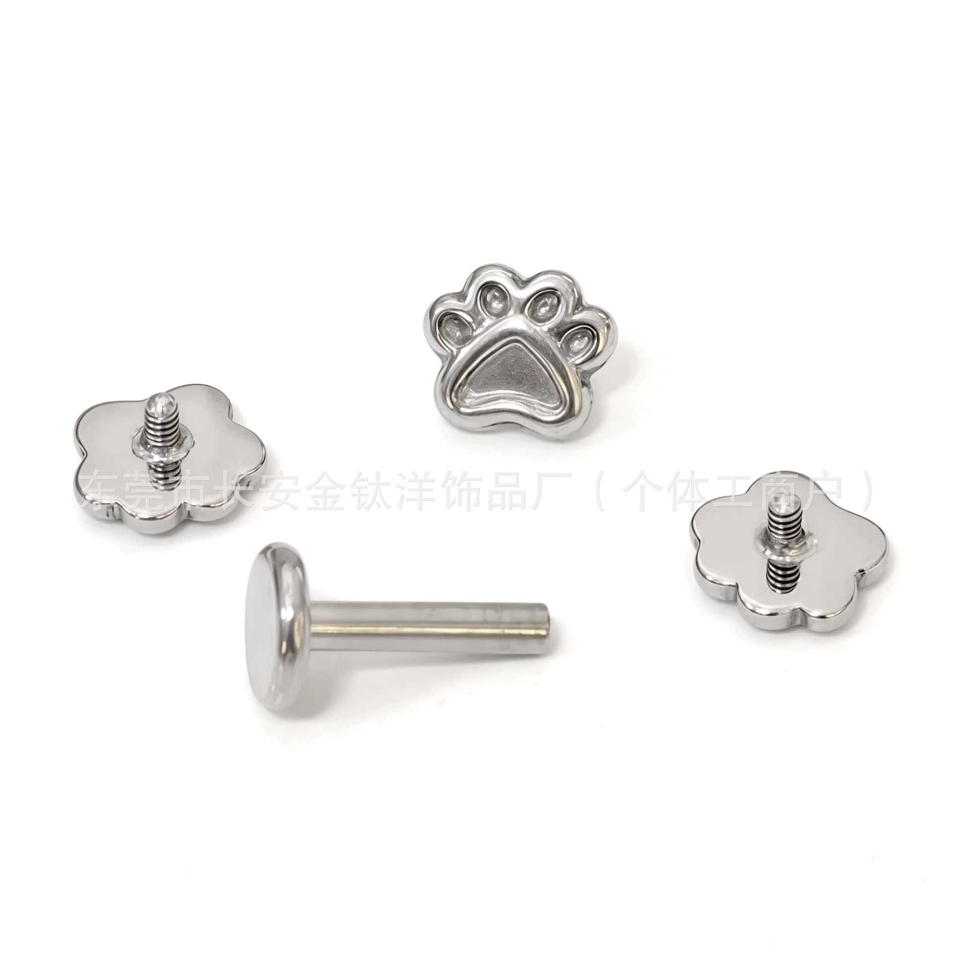 F136 Titanium Cat Paw Animal Earring Stud - Cartilage Helix Tragus Ear Piercing Jewelry G23 Alloy - Image 3