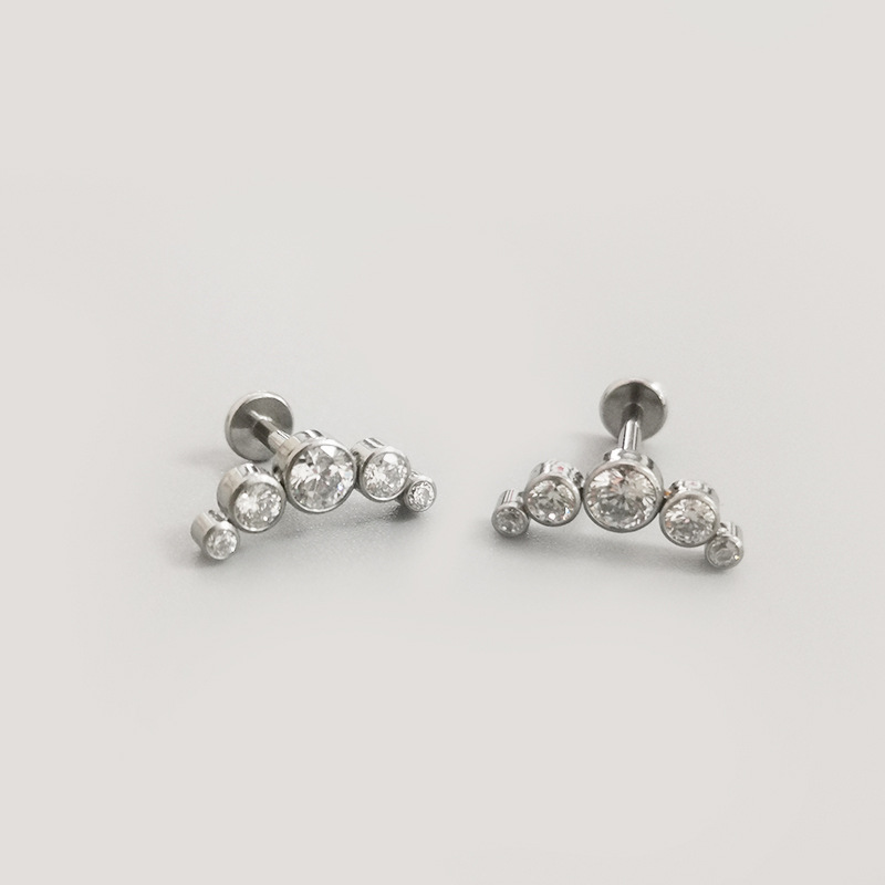 F136 Titanium Earring Set CZ Welded Internal Thread Fashion Alloy Piercing Jewelry Ear Bone Nail Lip Nail - Image 3