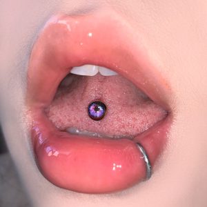 Star Vignetting Magic Eye Tongue Nail Steel Titanium External Thread Tongue Barbell Jewelry Wholesale