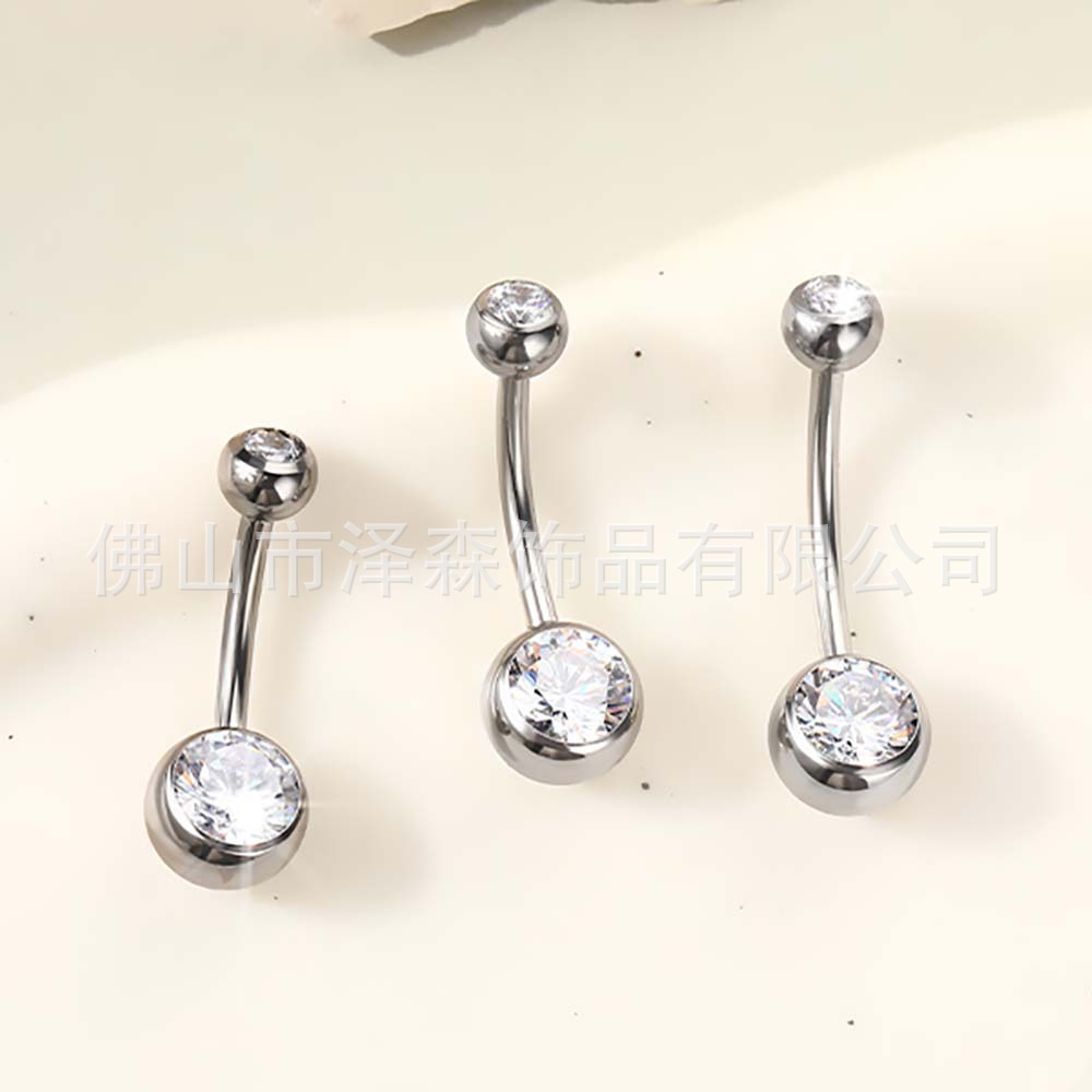 F136 Titanium Alloy 5A Zircon Internal Thread Navel Ring Belly Button Piercing Jewelry Simple Geometric Ball Style Titanium Body Jewelry for Men and Women - Image 3