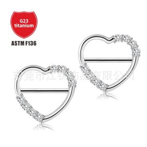 G23 Titanium Heart Nipple Ring 14G Polished Gold Body Piercing Jewelry