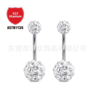 G23 Titanium Navel Ring Shambhala Diamond Flash Body Piercing Jewelry Belly Button Nail