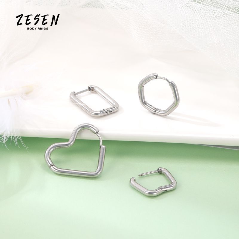 Hip Hop Geometric Triangle Stud Earring for Women - 316L Surgical Steel Flat Back Earring - Image 2
