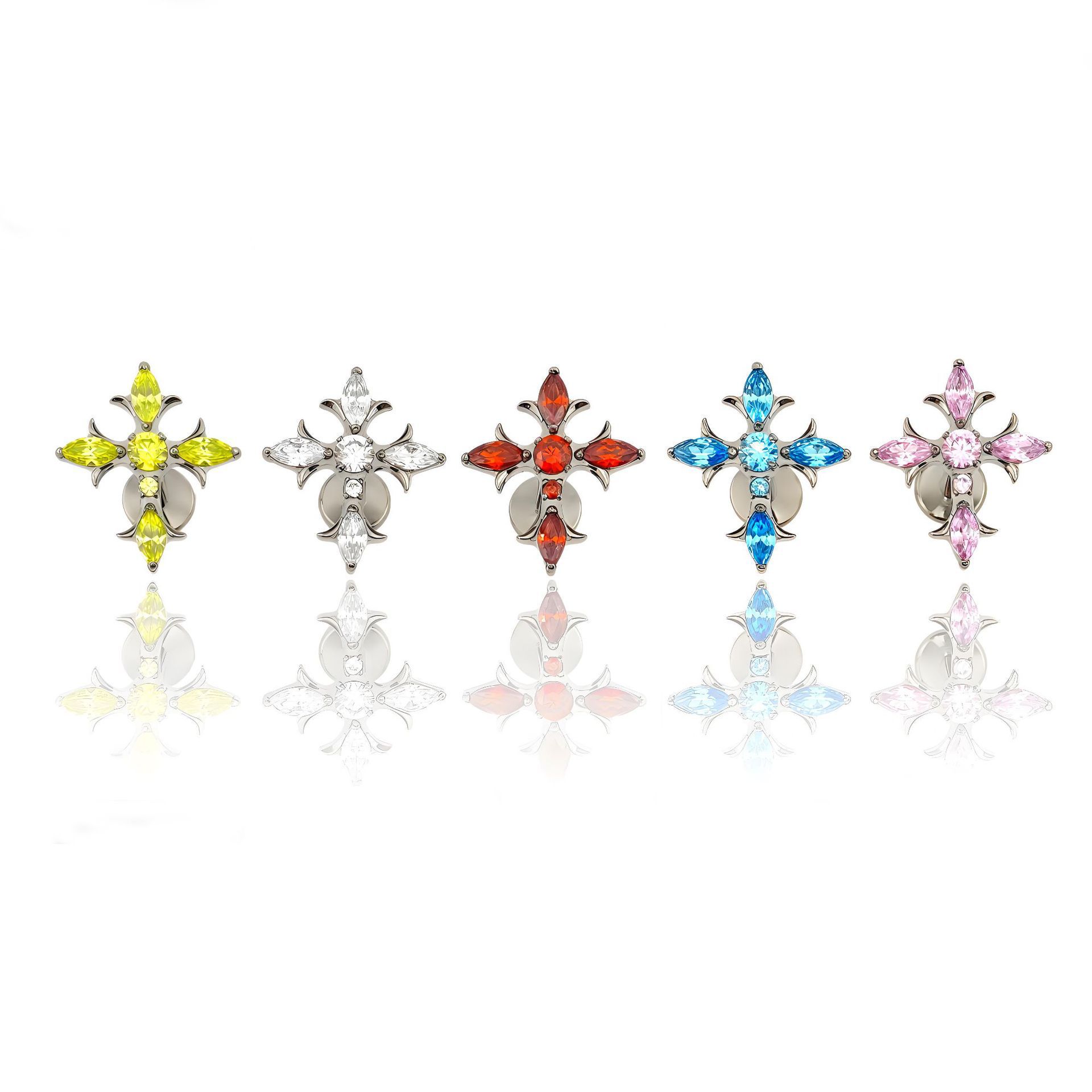 F136 Titanium Alloy Tanager Retro Dark Style Cross Zircon Earrings Ear Bone Nail Body Piercing Jewelry Head - Image 2