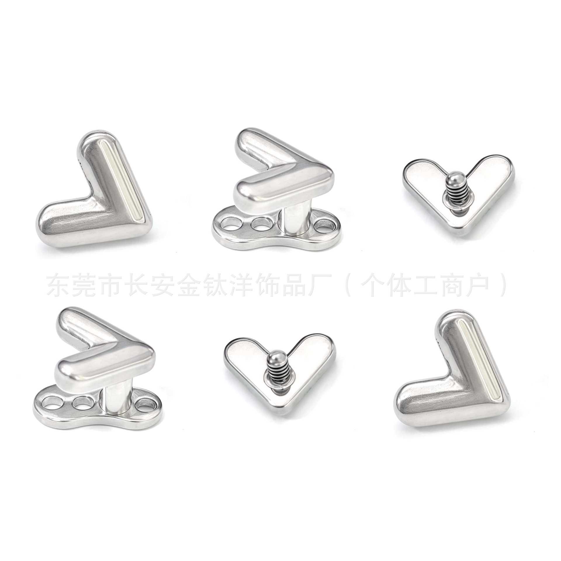 F136 Titanium 1.2mm Heart-Shaped Tongue Barbell, Clavicle Piercing, Bone Piercing, G23 Titanium Alloy Body Piercing Jewelry - Image 3