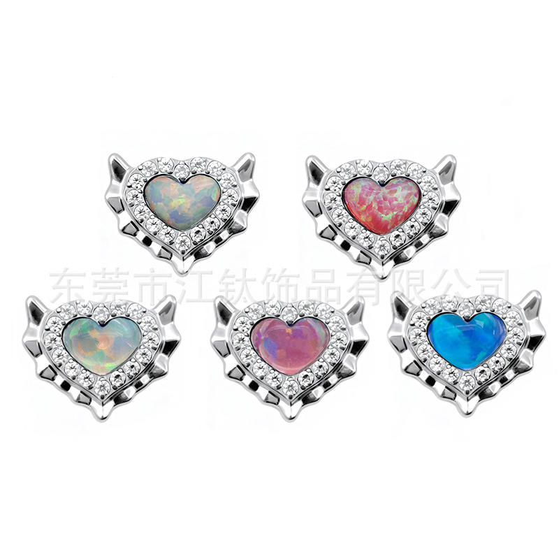 G23 Titanium Alloy Heart Opal Devil Ear Cartilage Piercing Jewelry Earring 1.2x10mm - Image 5