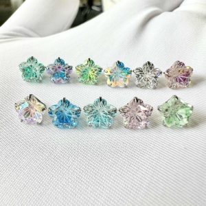 F136 Titanium Alloy Ear Bone Studs Cherry Blossom Cut Zircon Claw-Set Lip Studs 16G