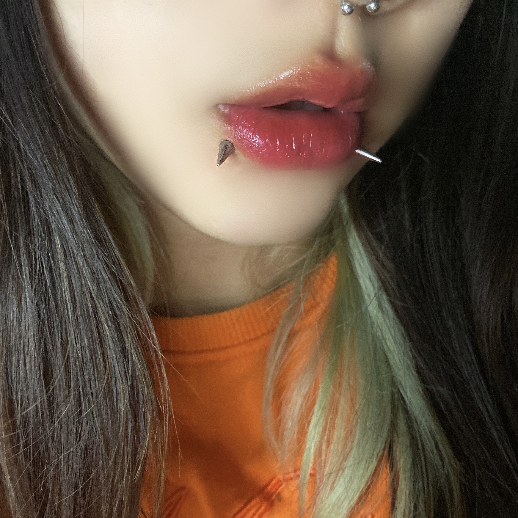 Stainless Steel Lip Labret Stud 16mm Bar Length 1.2mm Thickness Hot Girl Lip Ring for Women - Image 4