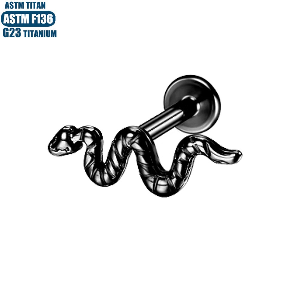 F136 Titanium Alloy Serpentine Lip Ring Labret Stud Inner Thread Tragus Earring Cartilage Hoop Nose Ring - Image 2