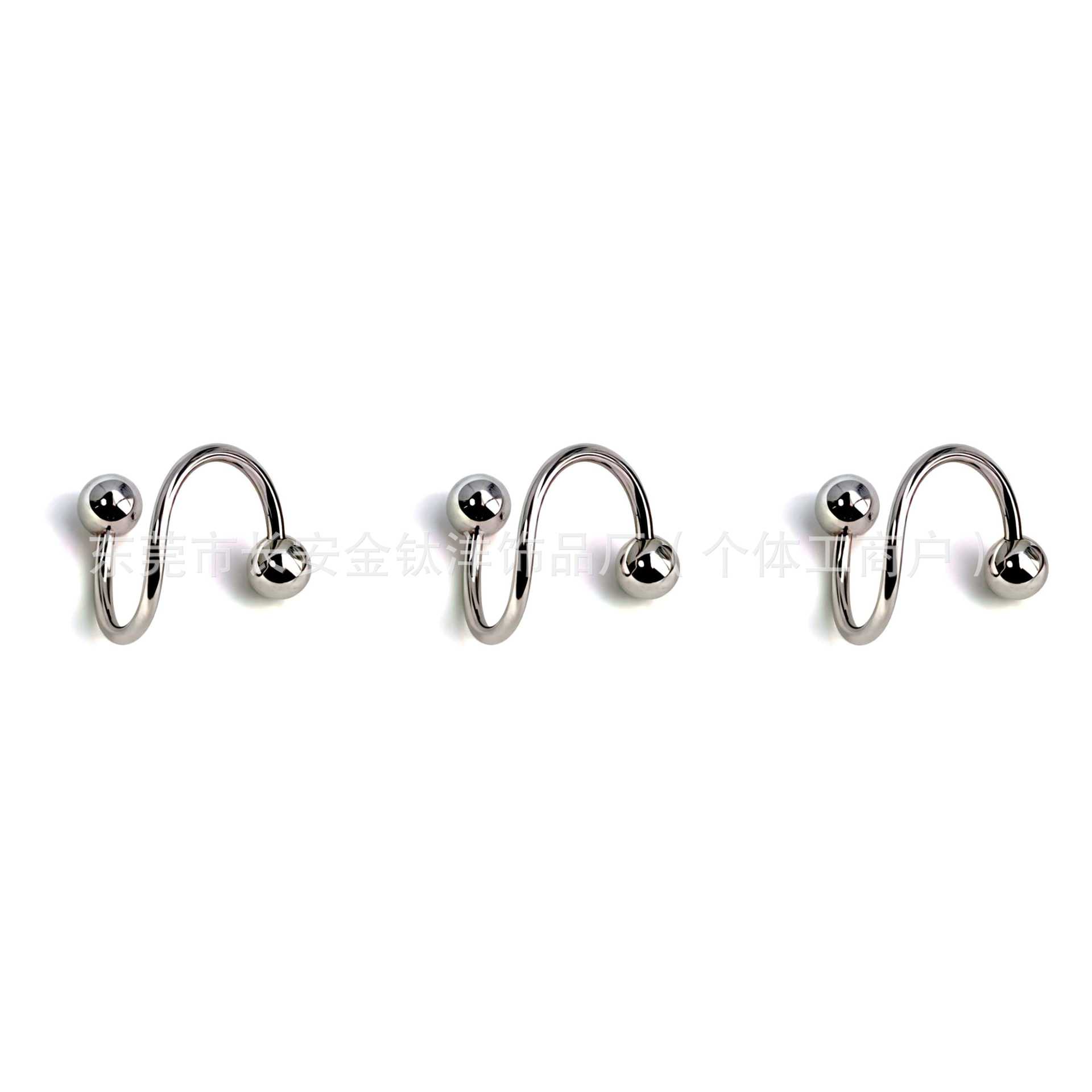 F136 Titanium External Thread S-Shaped Nose Stud Round Ball Tip Lip Stud Nose Ring Earring Ear Bone Stud G23 Titanium Alloy Piercing Jewelry - Image 3