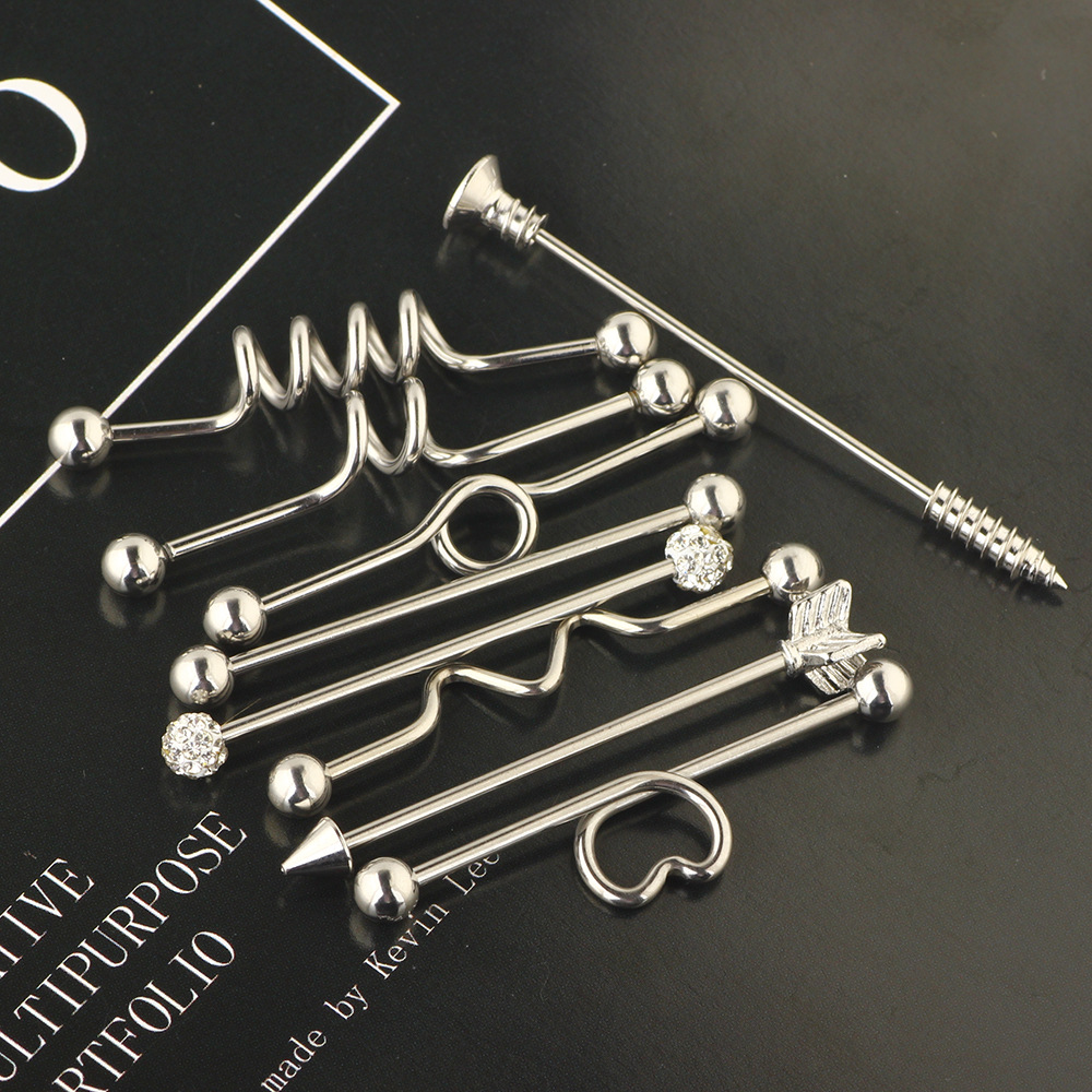 Amazon Piercing Jewelry Set Long Rod Stud Earrings Body Piercing Stainless Steel Industrial Barbell - Image 2