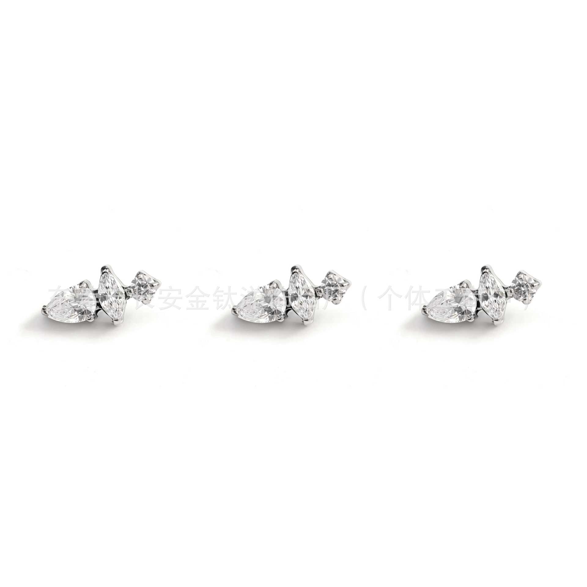 F136 Titanium Irregular Radish-Shaped Ear Studs Zircon Nose Studs Ear Canal Studs Cartilage Studs G23 Titanium Alloy Piercing Jewelry - Image 3