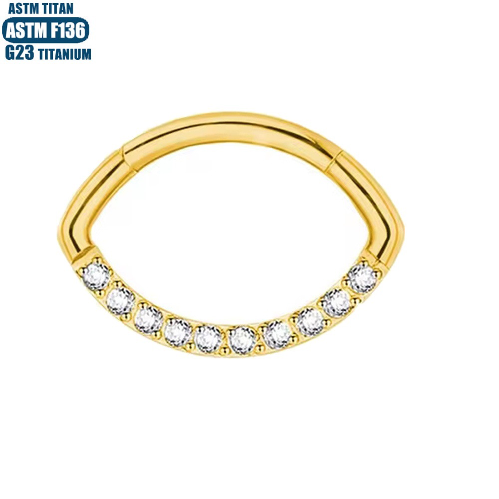 Fashion OL Zircon Nose Ring Hinge Earring Seamless Ring 1.2x10mm Titanium Alloy Septum Nasal Jewelry - Image 3