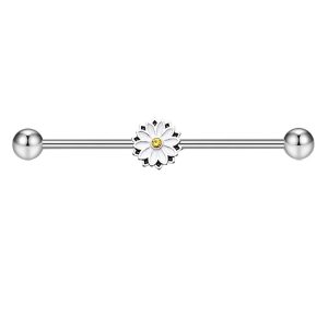 18K Gold Plated Stainless Steel Flower Industrial Earring for Cartilage Ear Piercing Jewelry