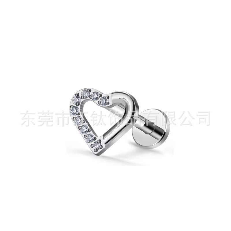 G23 Titanium Alloy Heart-Shaped Inlaid Zircon Ear Cartilage Stud Earring for Women Men - Image 5