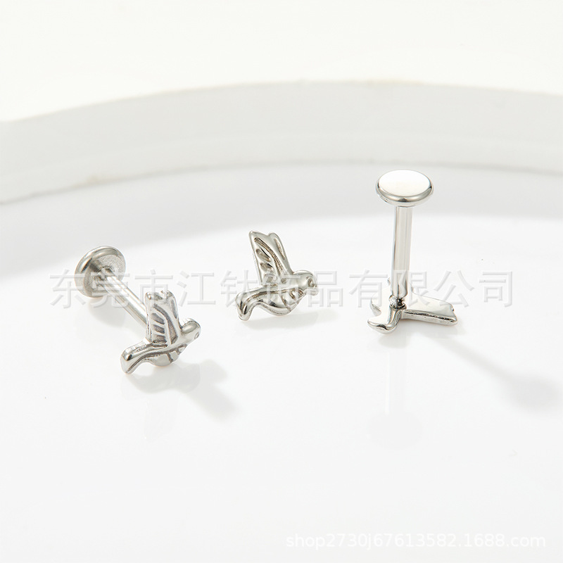 JT573 G23 Titanium Pigeon Ear Stud Ear Piercing Jewelry Animal Cartilage Earring Gold - Image 2