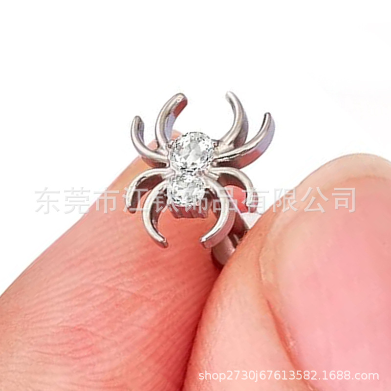 G23 Titanium Spider Ear Stud with Zircon Ear Cartilage Piercing Jewelry Gold White - Image 4