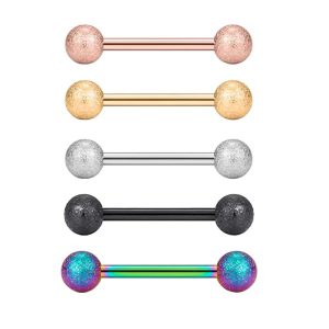 Peach Heart Rose Gold Stainless Steel Tongue Barbell for Oral Piercing
