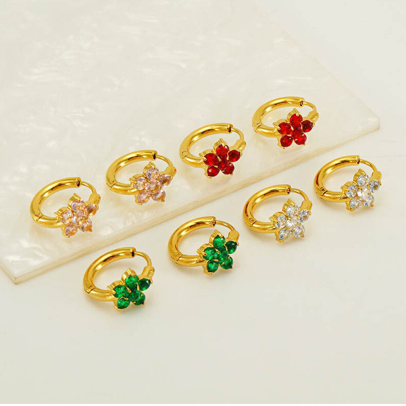 Blue Star 18K Gold Plated Zircon Earrings for Women - Light Luxury Geometric Stud Earrings - Image 2