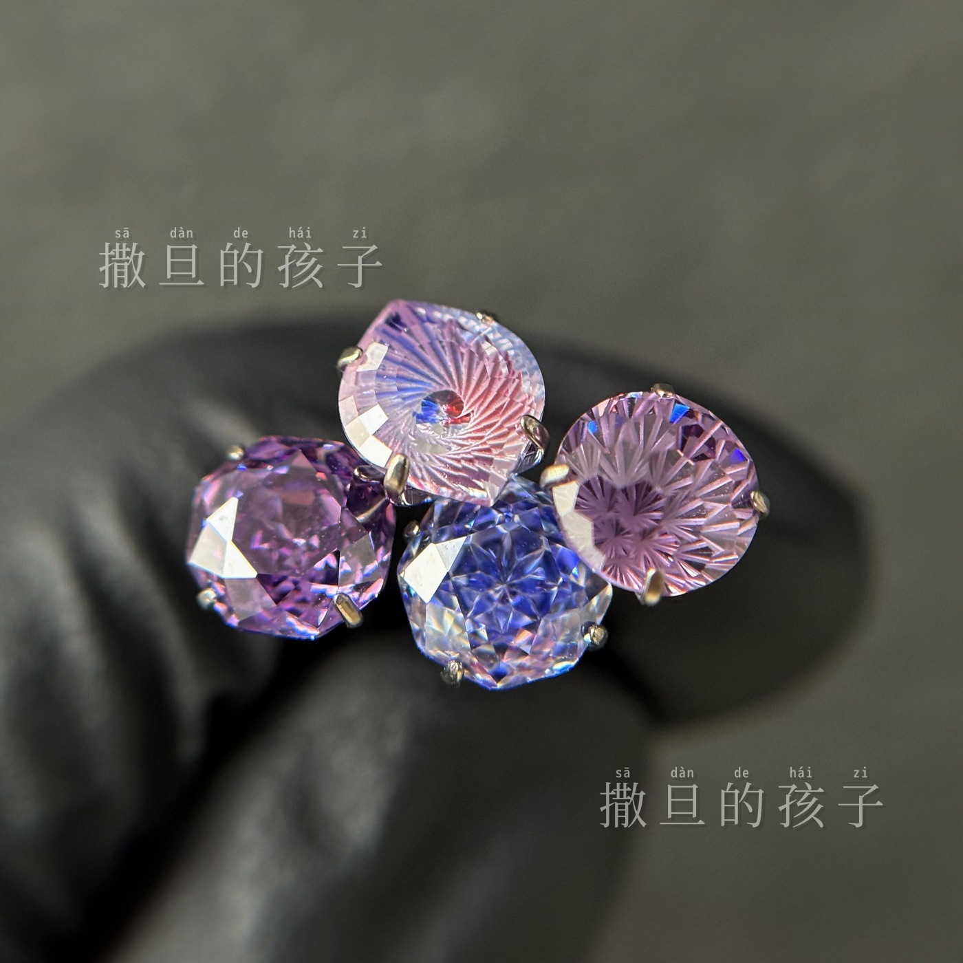 F136 Titanium Alloy Midsummer Night's Dream Purple Tongue Piercing Internally Threaded Sparkling Tongue Barbell - Image 3
