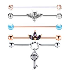 European American Best-Selling Industrial Rod Ear Bone Nail 5-Piece Set Star Snake Chain Earrings Stainless Steel Body Jewelry