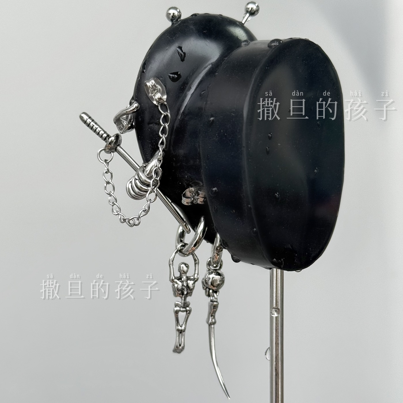 Satan's Child Skull Ninja Gothic Punk Style Titanium Steel Ear Cartilage Stud Earrings for Women - Image 4