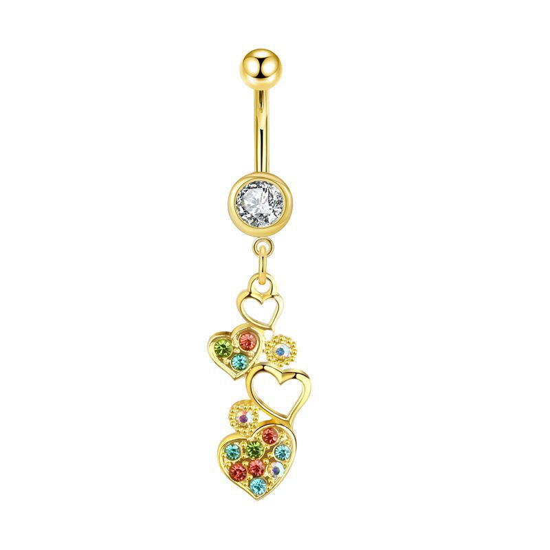 Gold Star Navel Ring 316L Surgical Steel Belly Button Piercing Jewelry Dangle CZ - Image 3
