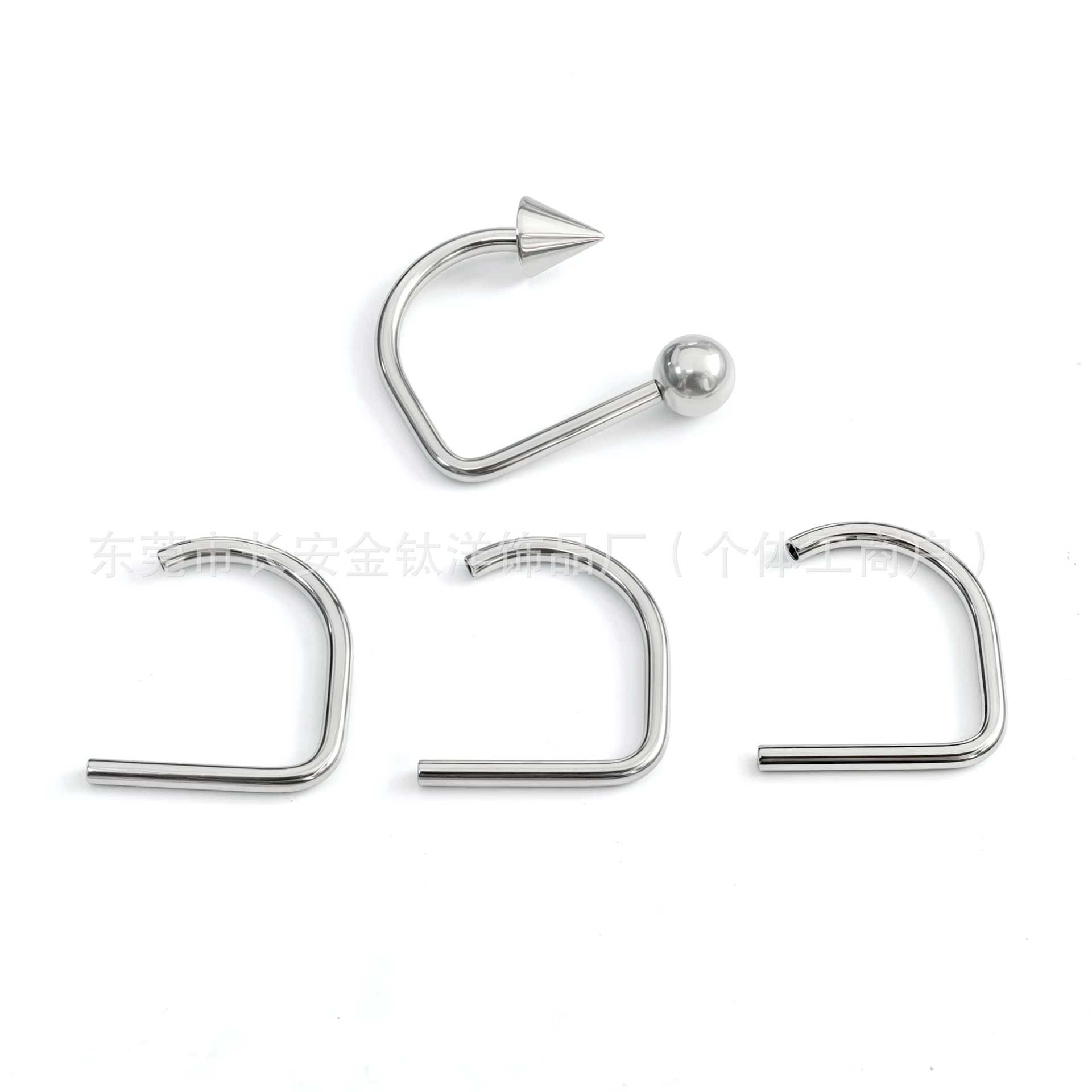 F136 Titanium D-Ring Internally Threaded Lip Ring Nose Ring Earring G23 Titanium Alloy Body Piercing Jewelry - Image 5