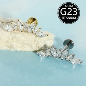 Implant-Grade F136 Titanium Alloy 7 Zirconium Lip Nail Earrings 6-10mm Rod Internal Thread Body Piercing Jewelry