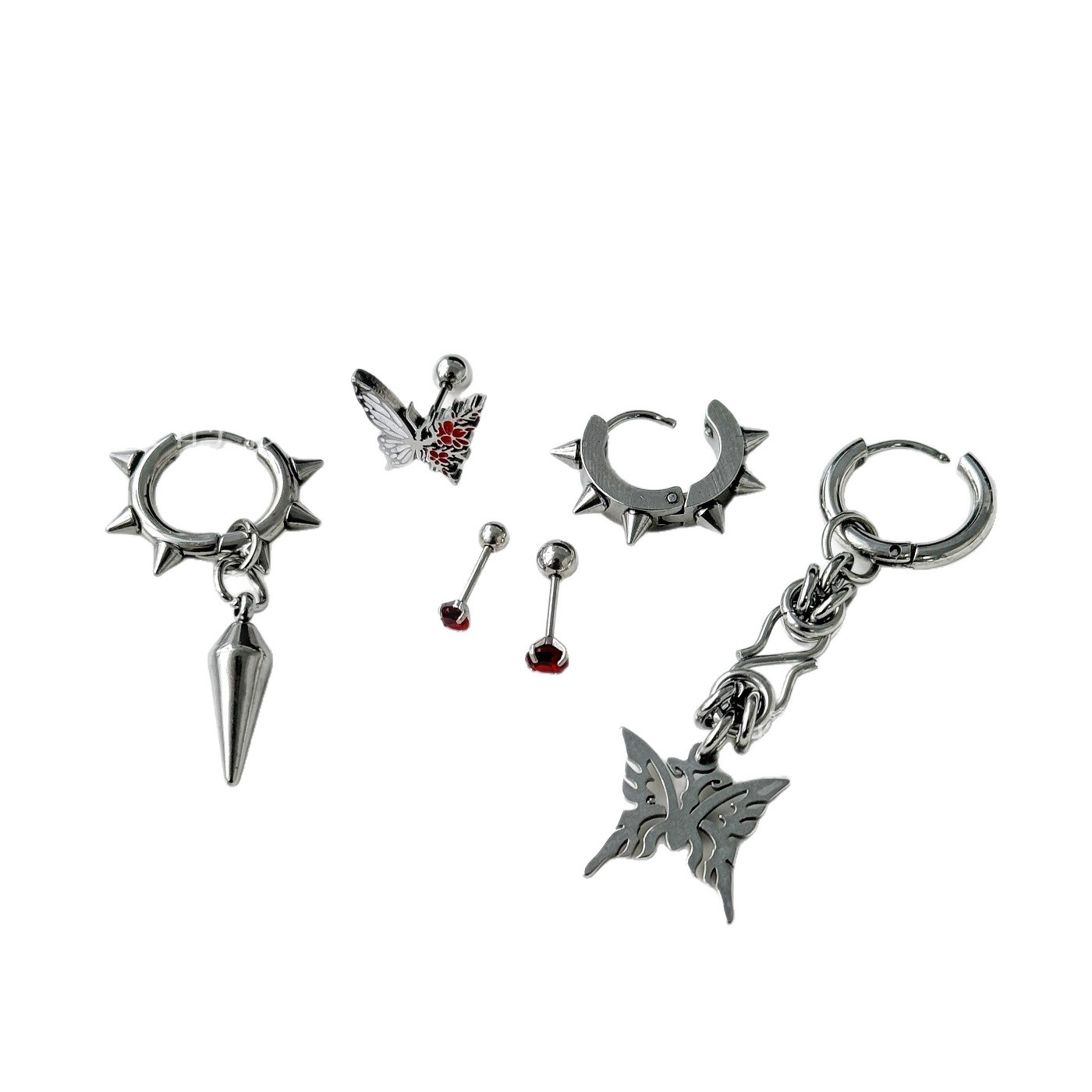 Punk Earrings Rebellious Romance Niche Design Dark Punk Style Subculture Ear Bone Studs Titanium Steel - Image 5