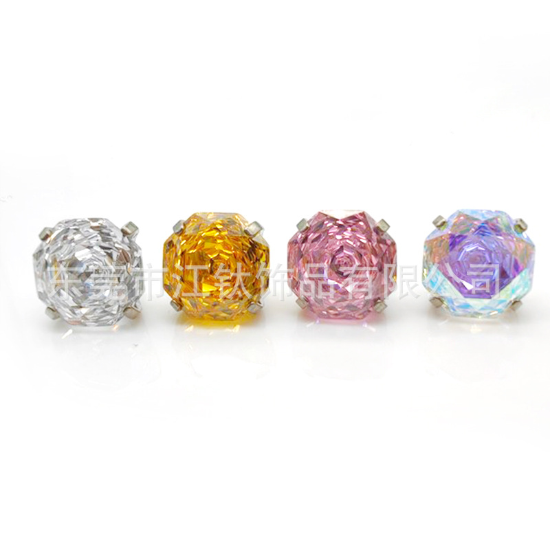 F136 Titanium 6-8mm Eight-Sided Rose Cut Bowl Bottom J Gradient Rose Tongue Nail Ear Bone Stud - Image 5