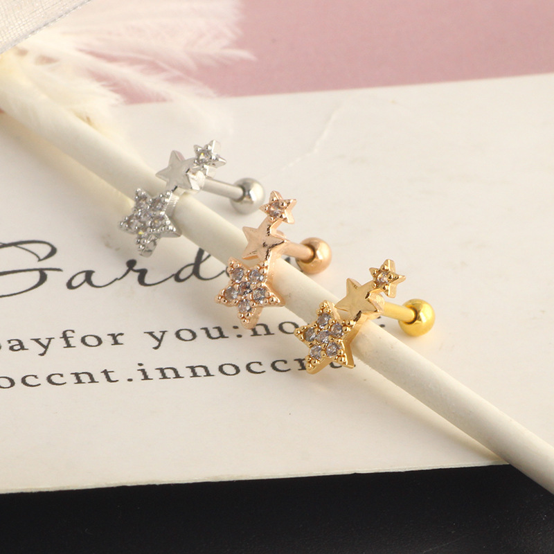 Shining Stars Zircon Earrings Korean Fashion Diamond Ear Cuff for Helix Tragus Cartilage Piercing - Image 5