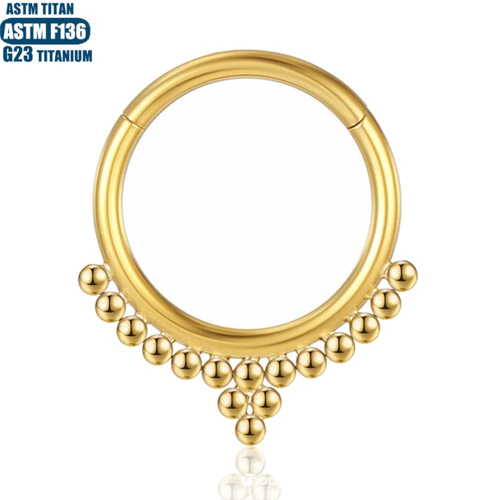 G23 Titanium Alloy Seamless Hinge Nose Ring with Bead Cluster - Cartilage Conch Earring for Women Fashion OL - Image 4