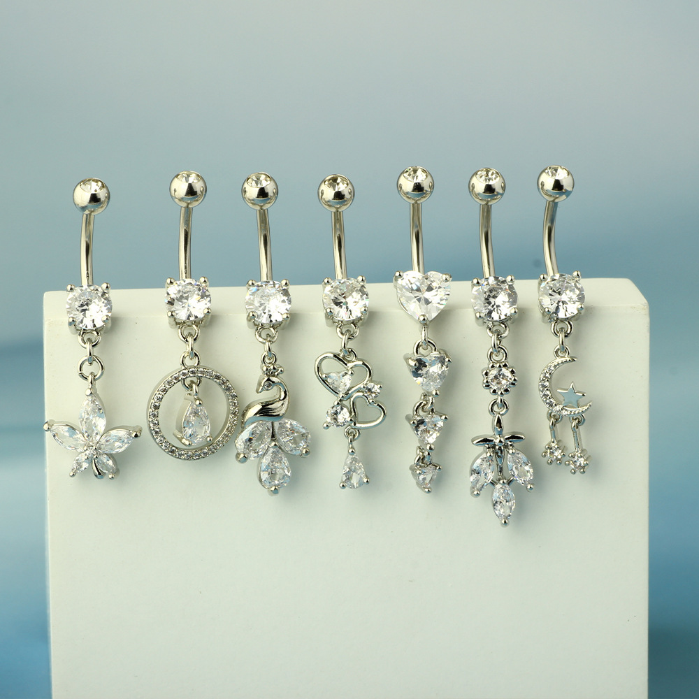 Stainless Steel Navel Ring Set with Zircon Belly Button Jewelry 42 Styles - Image 3
