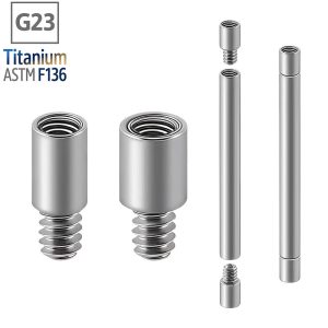 G23 Titanium Alloy Internal Thread Flat Bottom Labret Stud Ear Piercing Jewelry Replacement Extension Rod