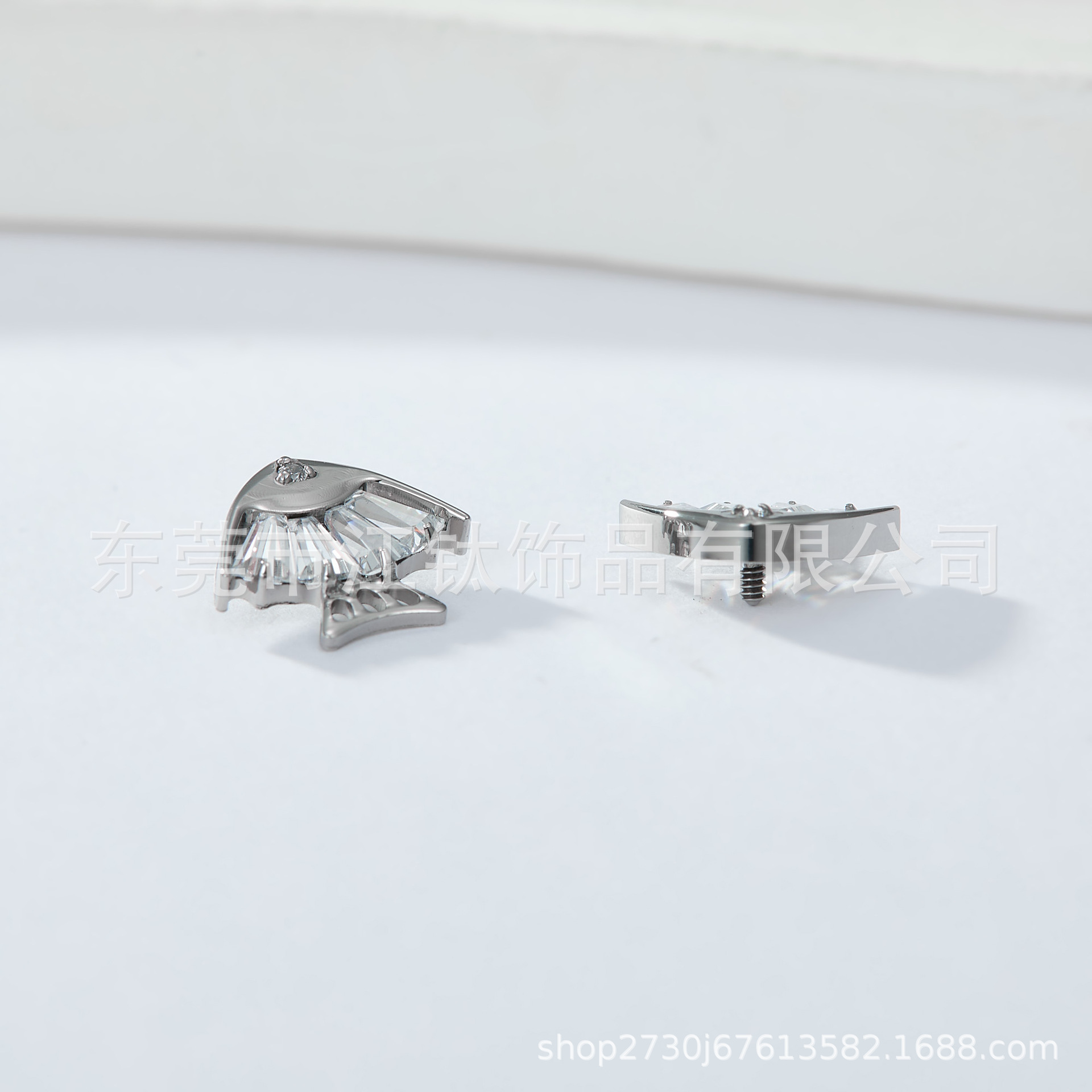 Titanium Implant Grade Ear Bone Nail Fish Bone Zircon G23 Alloy Piercing Earrings - Image 4