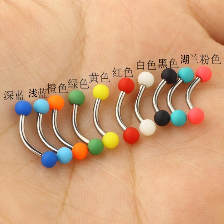 Stainless Steel Acrylic Eyebrow Barbell 10 Set Curved Rod Multipurpose Ring - Image 2