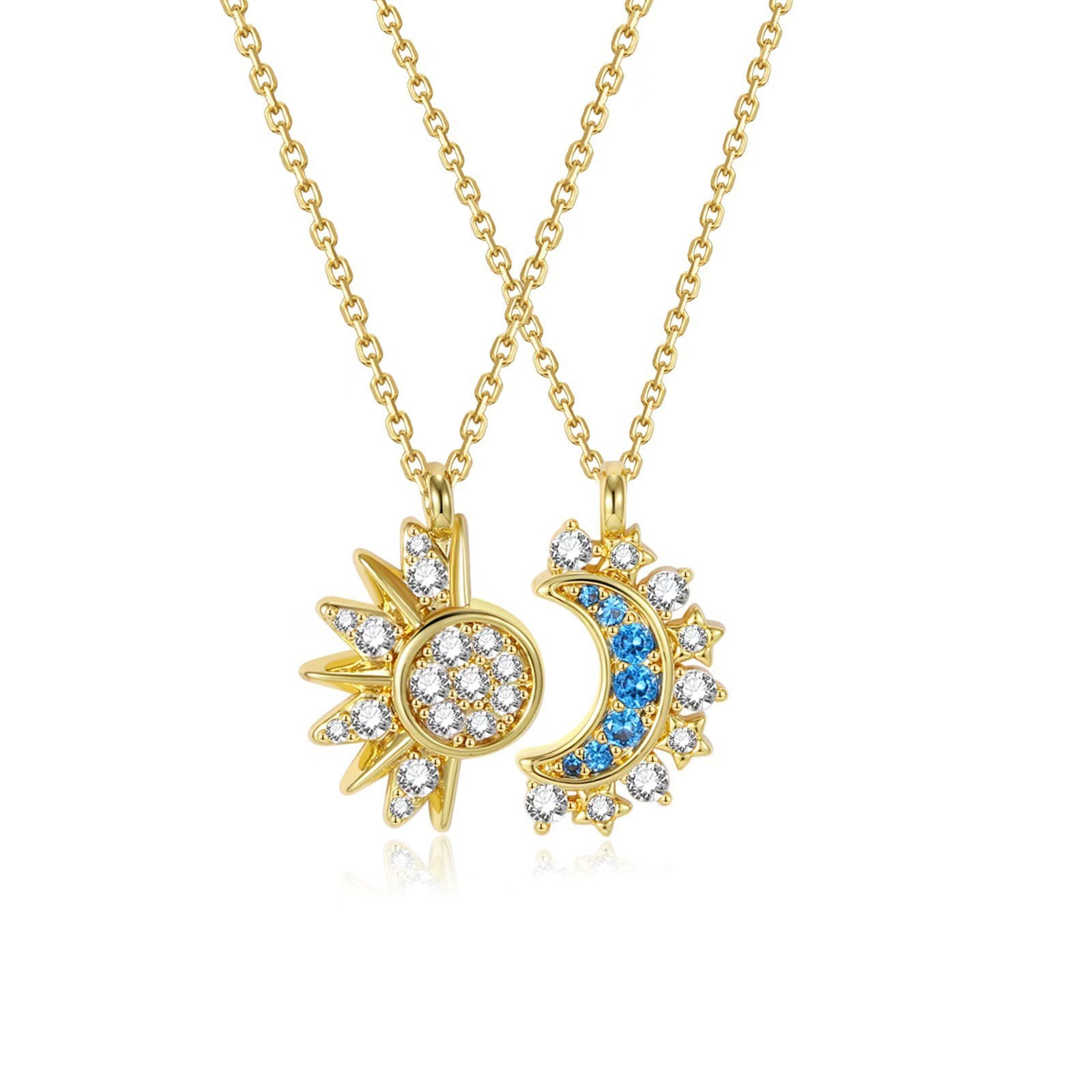 Stacked Star Moon Clavicle Chain Embracing Sun and Moon Pendant Necklace Body Jewelry - Image 2